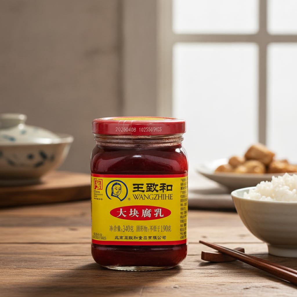 Cuajada de Soja Fermentada Sabor Original 340g - Tofu Fermentado Tradicional Chino en Trozos Grandes (Dakuai Furu) - Ideal para Arroz, Salsas y Guisos Asiáticos - Frasco de Vidrio - NEXU