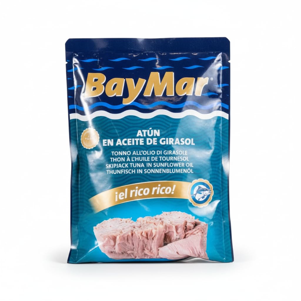 Atún en Aceite de Girasol - Trozos de Atún Listado (Katsuwonus pelamis) - Formato Ahorro 1000g (Neto Escurrido 950g) - Ideal para Hostelería, Ensaladas y Rellenos - Envase Pouch Práctico - NEXU