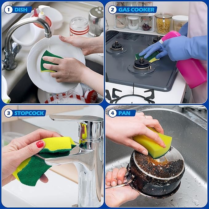 Estropajos de Microfibra para Fregar – Pack de 21 Esponjas Reutilizables y Antirayaduras – Limpieza Suave para Cocina, Baño, Vajilla, Ollas y Superficies Delicadas (1 Paquete con 21 ESPONJAS)