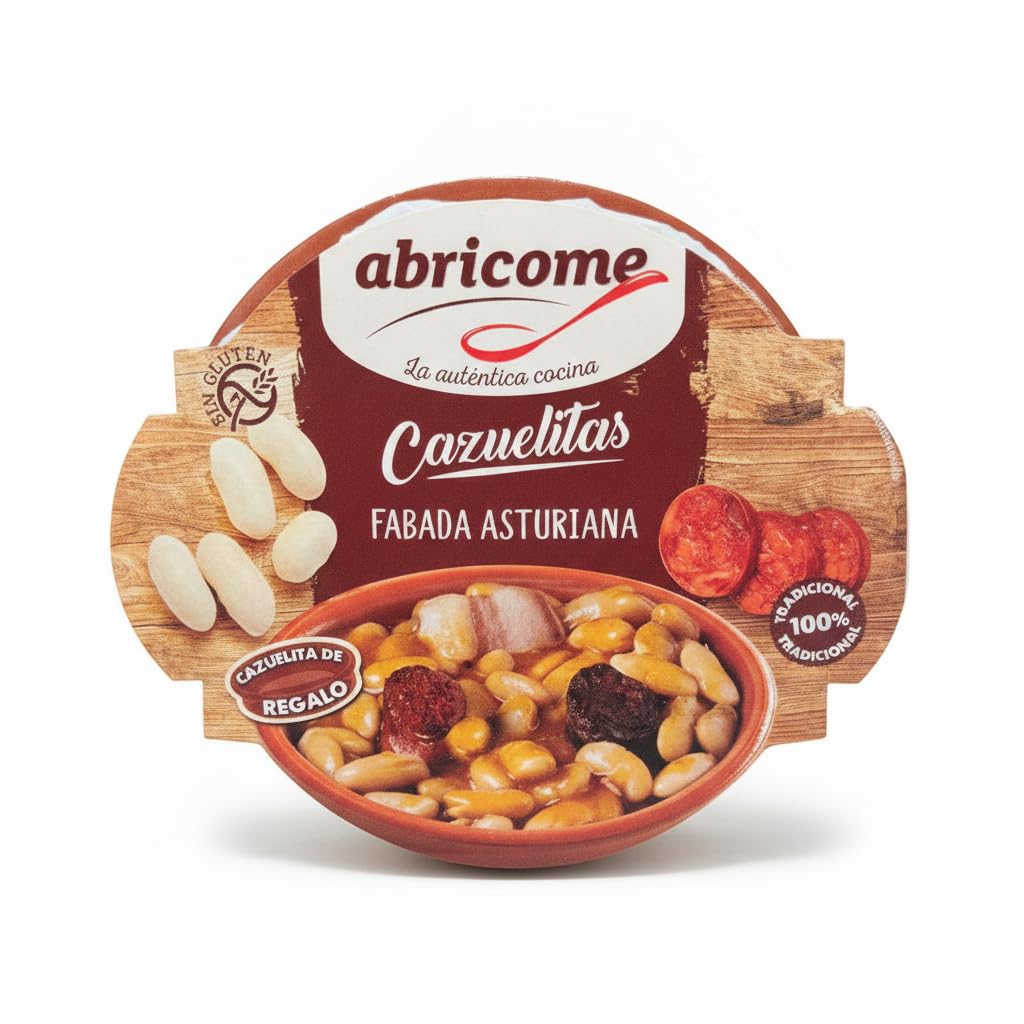 Fabada Asturiana Tradicional - Plato Preparado Sin Gluten - 415g con Cazuela de Barro de Regalo - Receta Original desde 1965 - Comida Casera Lista en 3 Minutos - NEXU