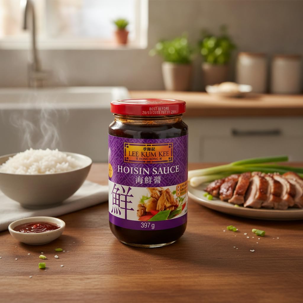 Salsa Hoisin Original 397g - Salsa China Auténtica para Pato Pekín, Marinados, Salteados y Barbacoa - Sabor Dulce y Salado Tradicional Estilo Hong Kong - Tarro de Vidrio - NEXU
