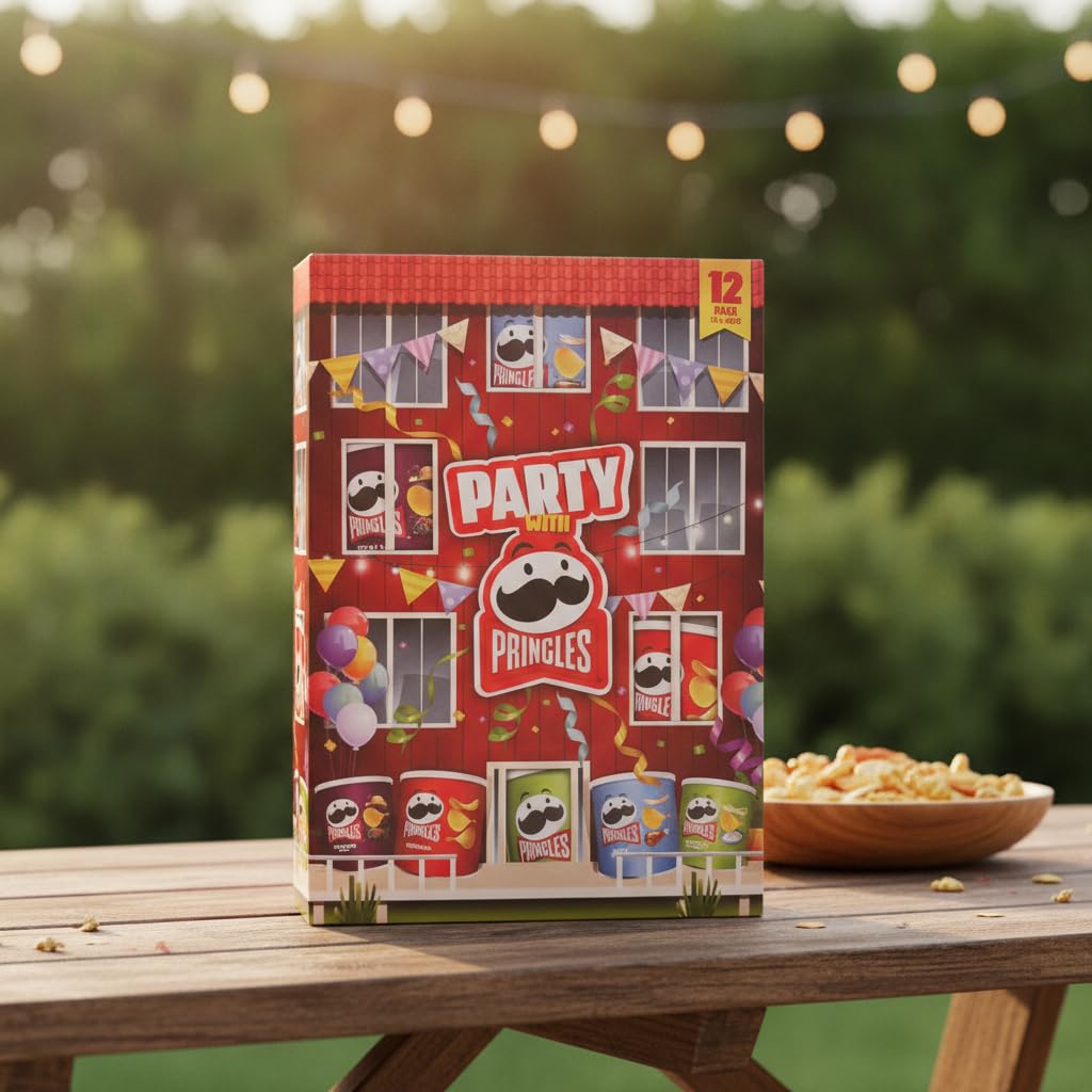 Party Pack - Surtido de Aperitivos de Patata con 12 Latas de 40g (Pack de Variedades) - Incluye Sabores Original, Nata Agria y Cebolla, Sal y Vinagre y Barbacoa Texas - Snack Crujiente - NEXU
