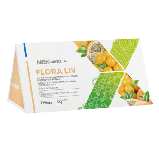 FLORA LIV- té frutal en polvo- TE CON FIBRA PREBIÓTICA + EXTRACTO DE PULPA DE GRANADILLA - MEJOR SALUD DIGESTIVA y ACTIVAR las defensas naturales / 1 CAJA CON 7UND x 5 gr