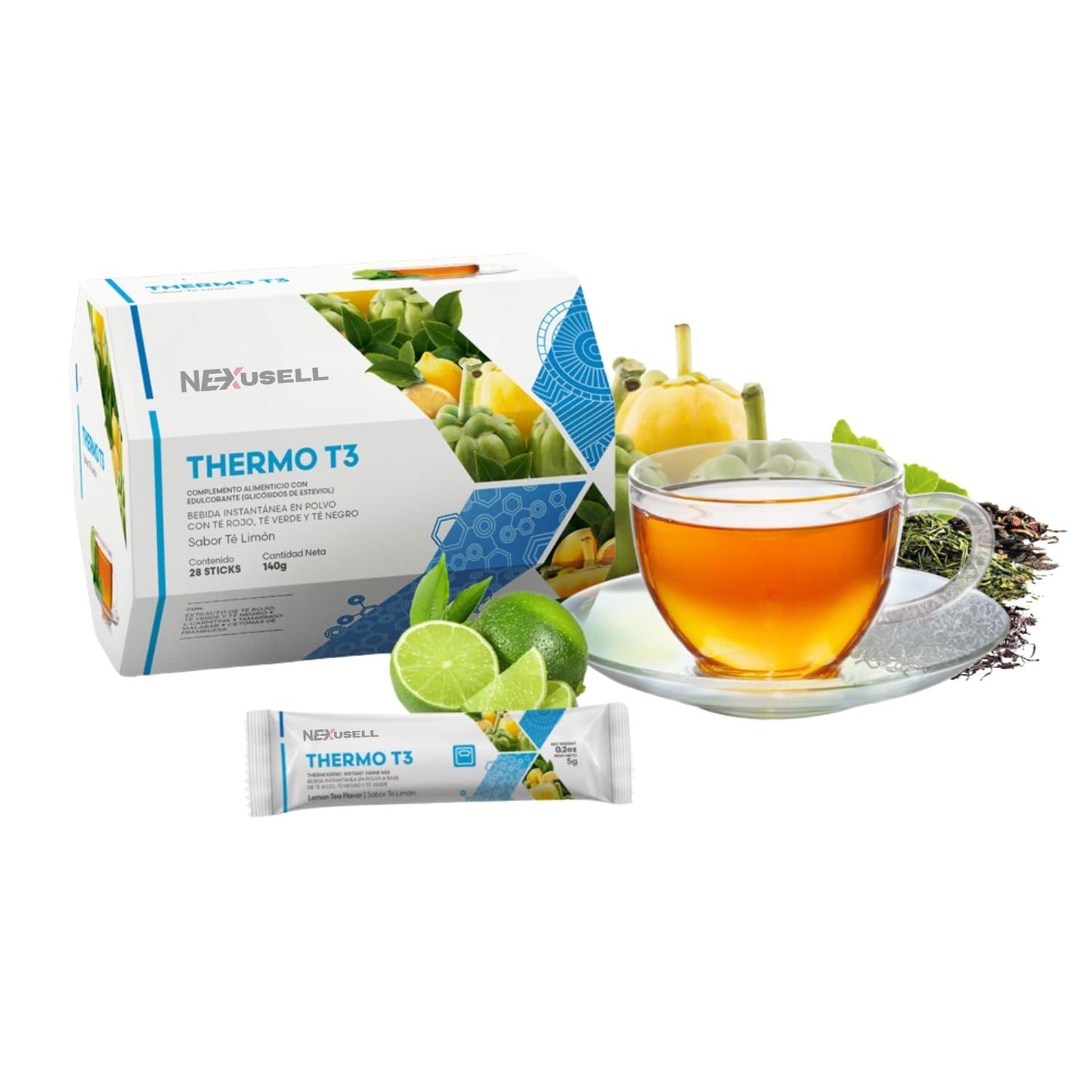 FUXION PACK Té Control de Peso 5 en 1 | 98 Sobres | Detox, Probióticos, Café Fit, Termogénico y Control de Carbohidratos | Prunex 1, Flora Liv, Thermo T3, Nocarb-T y Café Gourmet Instantáneo