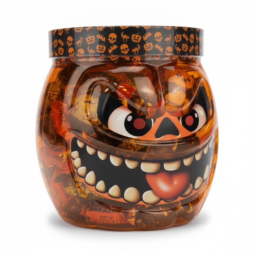Bote de Caramelos y Golosinas Surtidas para Halloween 1kg | Surtido de Chuches en Calabaza Reutilizable | Dulces con Aromas y Colorantes Naturales | NEXU