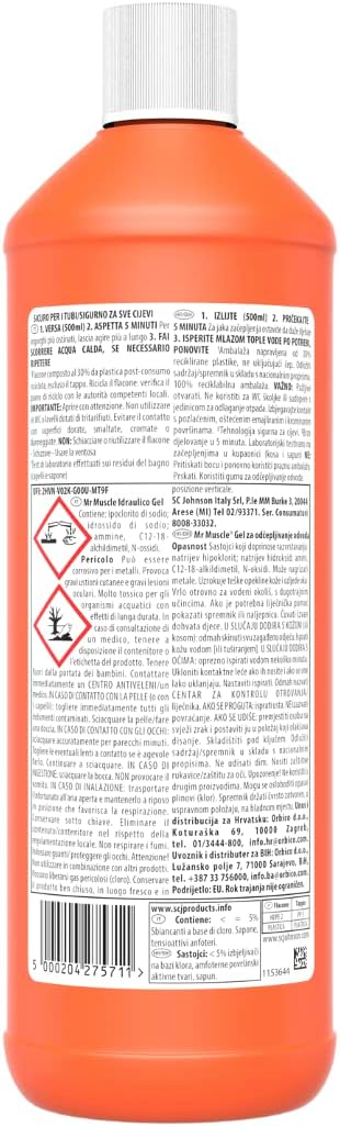 Mr Muscle Hidráulico Gel, desatascador para tubos y desagües, seguro para los tubos – Formato de 3 unidades de 1000 ml