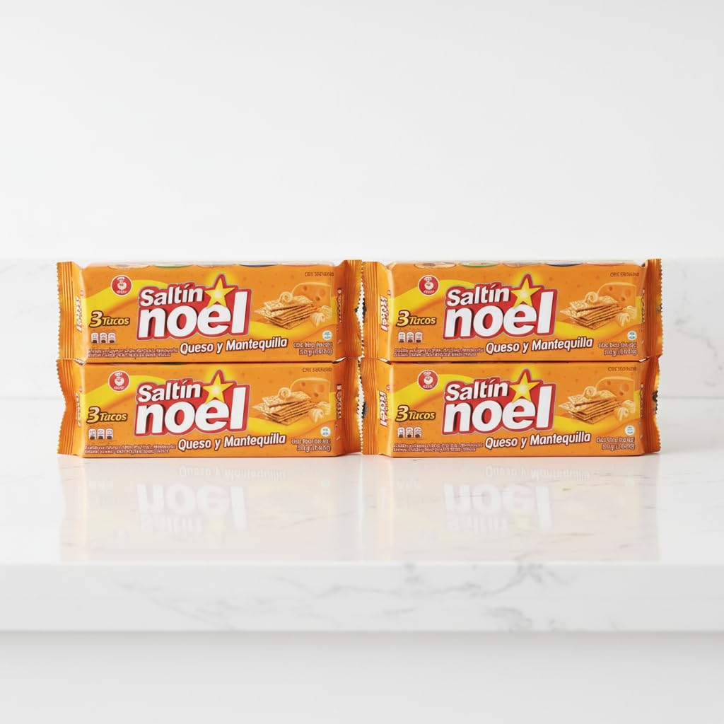 Galletas de Queso y Mantequilla, Pack de 4 Unidades (3 Tacos por Paquete), Galletas de Sal Crujientes Enriquecidas con Vitaminas, Calcio y Hierro - Saltín Noel - Tradición Colombiana - 1540g - NEXU