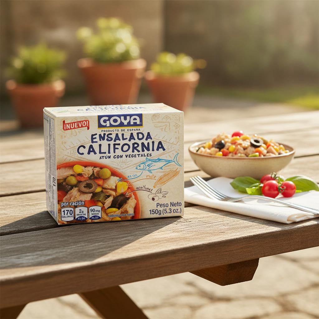 Ensalada California de Atún con Vegetales, Maíz y Aceitunas, 150g - Plato Preparado Saludable y Equilibrado, Rico en Proteínas (12g) - Pack de 150g - Elaborado en España - NEXU