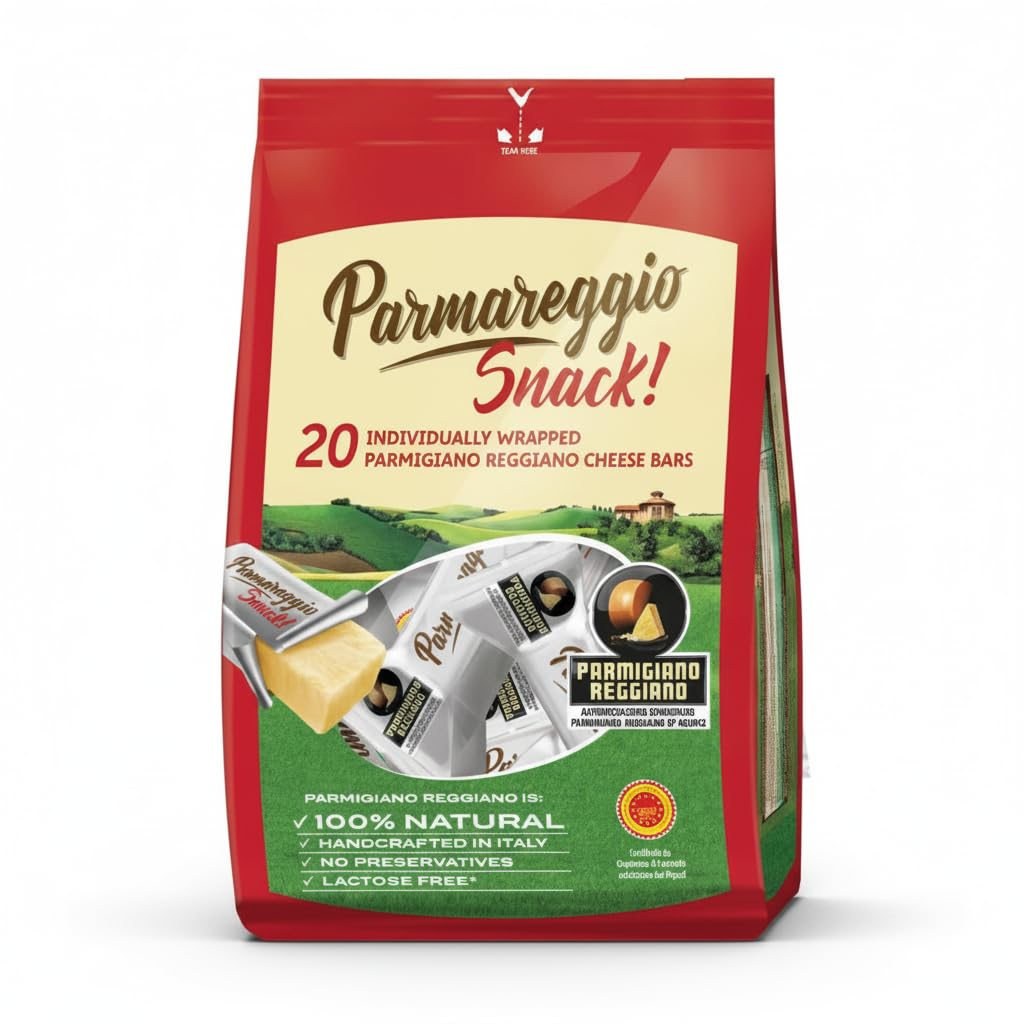 Snack de 20 Barritas de Queso Parmigiano Reggiano (400g) - Snack Saludable Individual - Alto en Proteínas y Calcio - Sin Lactosa - Parmareggio - 100% Natural - NEXU