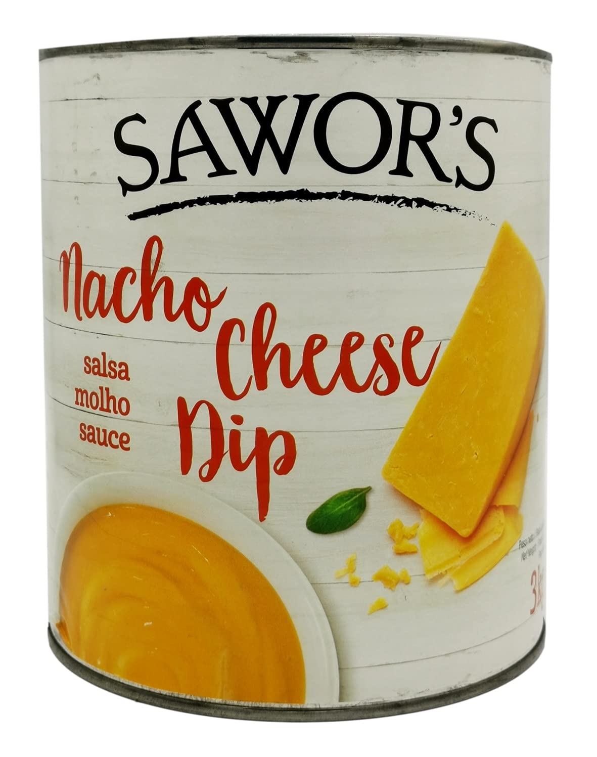 SAWORS - Queso Cheddar Líquido, Nacho Cheddar, Salsa de Queso, Salsa Cheese Nacho Dip, Salsa Cheddar con toque Jalapeño, Lata - 3Kg