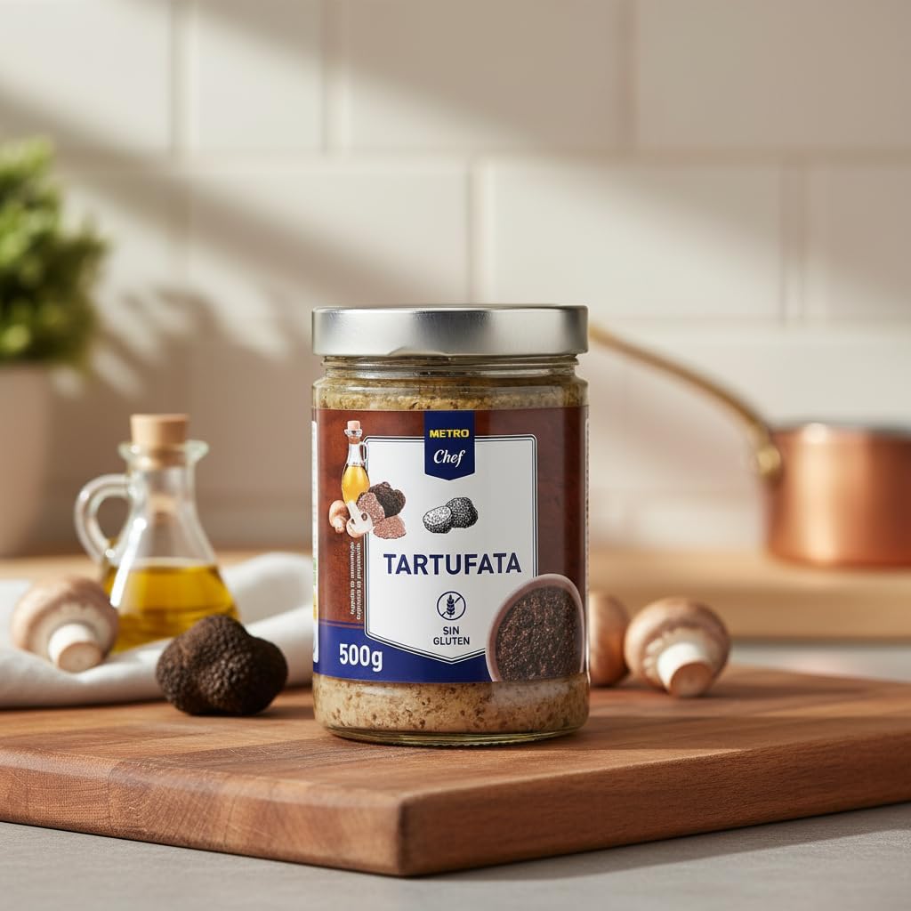 Tartufata - Salsa de Champiñones (58%) y Trufa de Verano (1%) - Ideal para Pasta, Risotto y Carnes - Sin Gluten - Metro - Tarro de 500g - Formato Hostelería y Hogar - NEXU