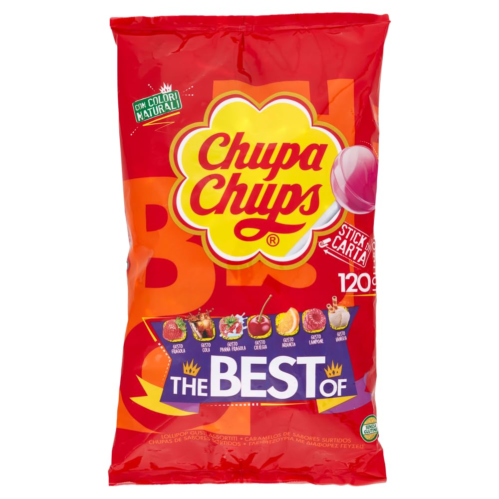 Chupa Chups Original Caramelo con Palo, de Sabores Variados, 120 x 12g