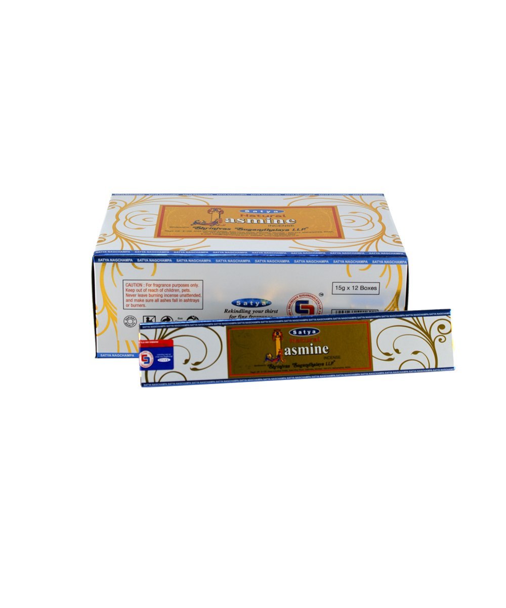 Satya -Varillas de incienso con aroma a jazmín, 15 g, pack de 12 piezas