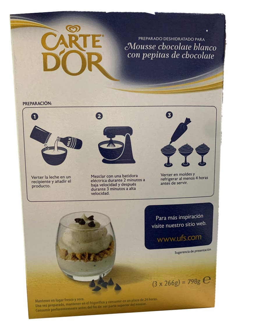 Mousse Chocolate blanco Con Pepitas de Chocolate - Carte D´Or- 45 Porciones