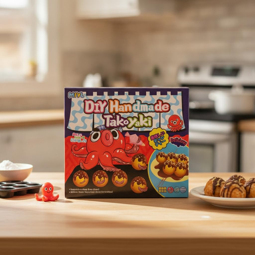 Kit de Preparado para Caramelos con Forma de Takoyaki - Manualidad Comestible con Salsa de Chocolate para Niños y Repostería Creativa - Bolsa 47g - NEXU