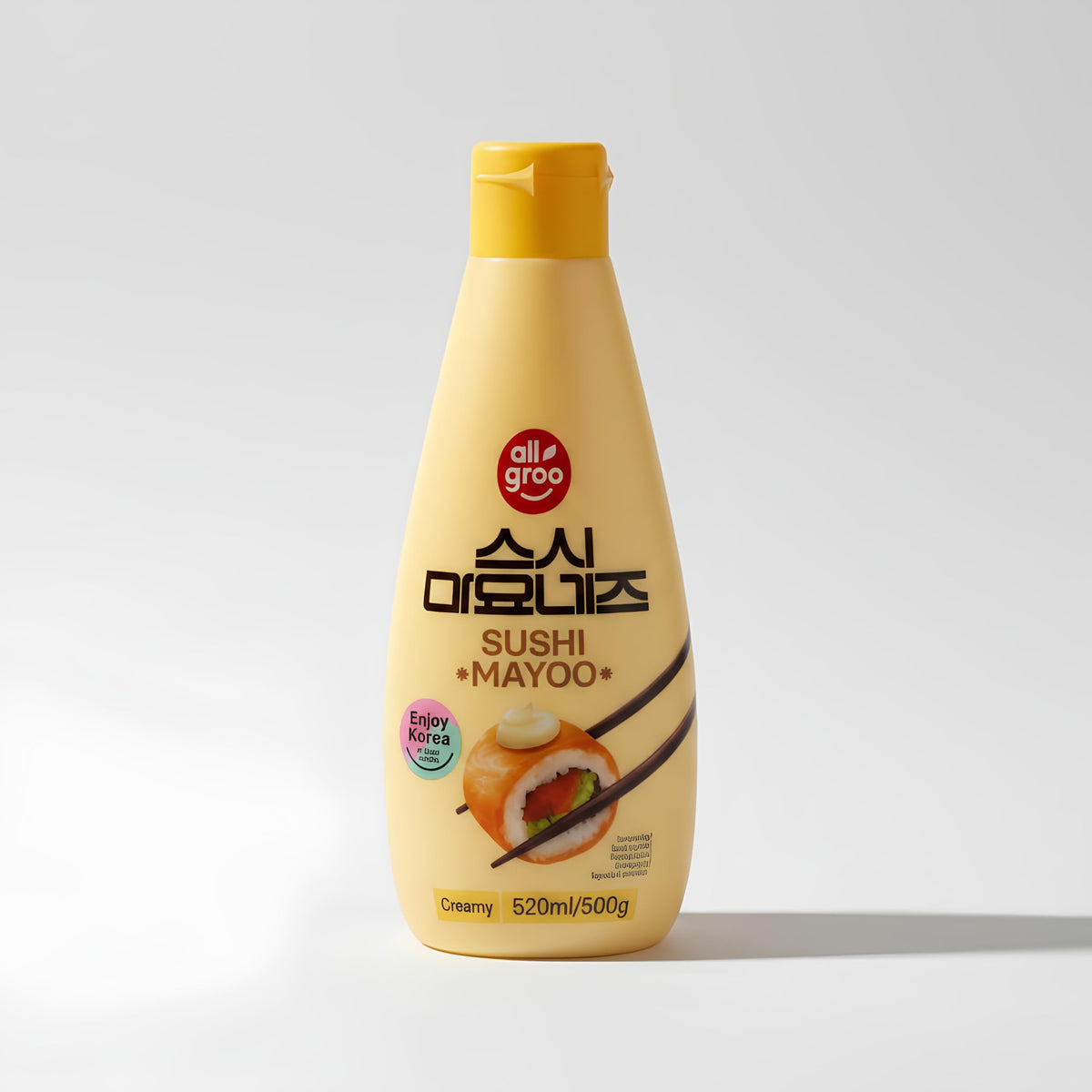 Sushi Mayoo - Mayonesa Cremosa para Sushi 520ml, Salsa Coreana Auténtica para Decoración de Rollos y Dips - Sabor Suave con Dosificador de Precisión, 500g - NEXU