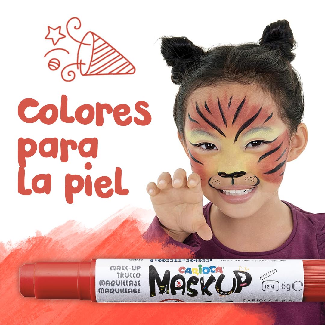 CARIOCA Mask Up Creepy, Kit de Pintura Facial para Niñas, Barras de Maquillaje Ideal para Navidad, Halloween, Carnaval y Fiestas - 3 Colores y 2 Tutoriales - Dermatológicamente Testado