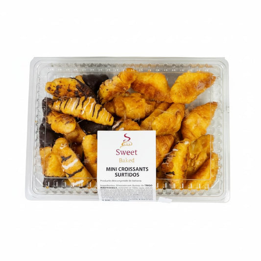 Mini Croissants Surtidos - Bandeja Familiar de 850g - Selección de Bollería de Mantequilla, Chocolate y Glaseado - Sweet Baked - Ideal para Desayunos y Eventos - NEXU