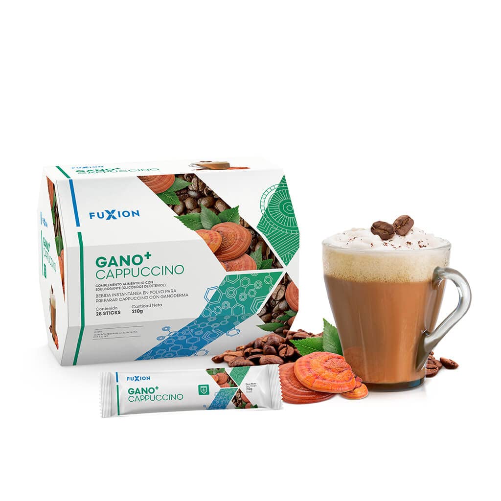 FUXION - GANO+ Cappuccino con Ganoderma Lucidum | Café Soluble Antioxidante | Bebida Cremosa con Micronutrientes para Defensas | Bienestar Diario | Fácil Preparación | 1 CAJA CON 28 STICK