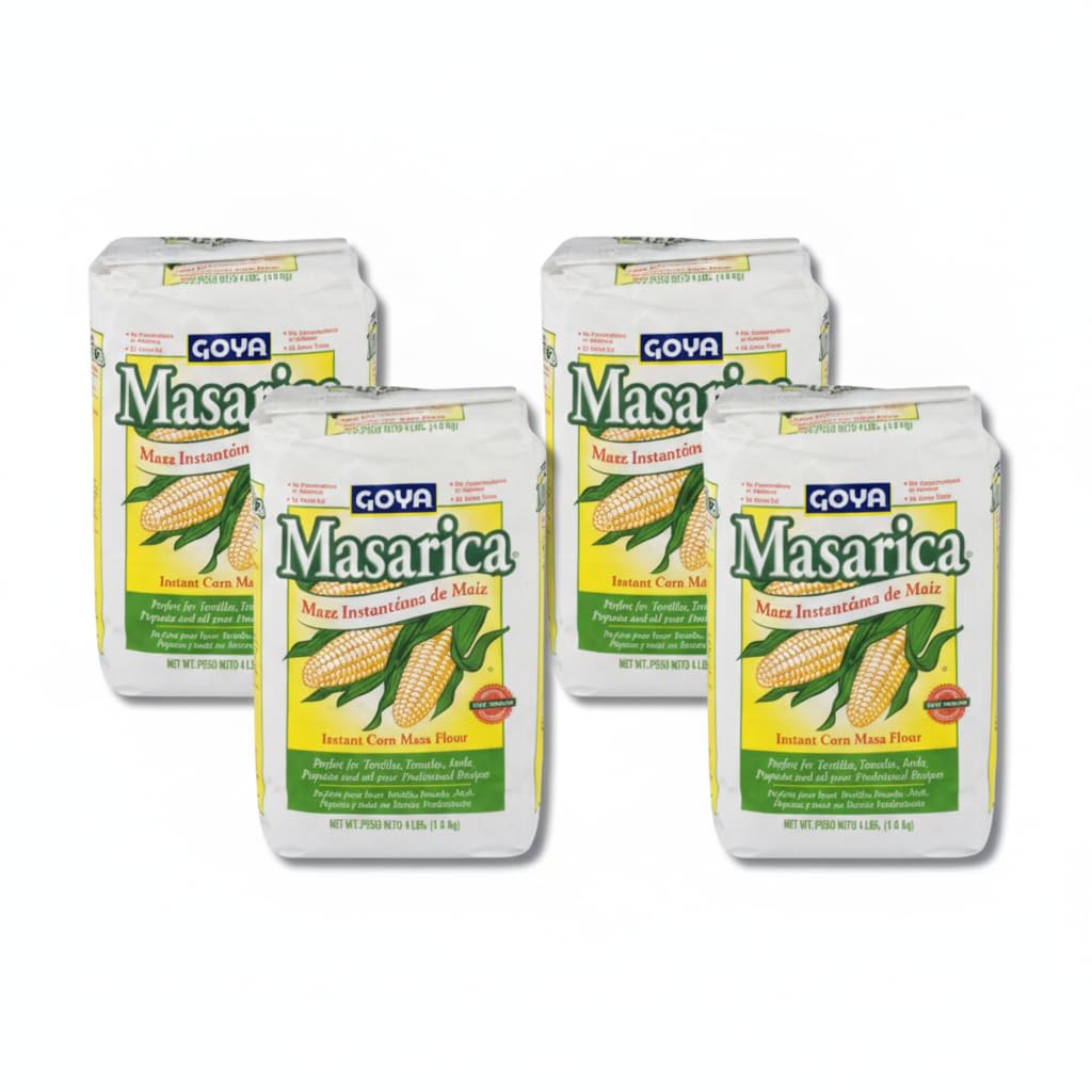 Harina de Maíz Instantánea, Pack de 4 Bolsas de 1.8 kg (Total 7.2 kg) - Sin Gluten, 100% Natural - Goya - Ideal para Tortillas, Tamales y Pupusas - Harina de Maíz Nixtamalizada - NEXU