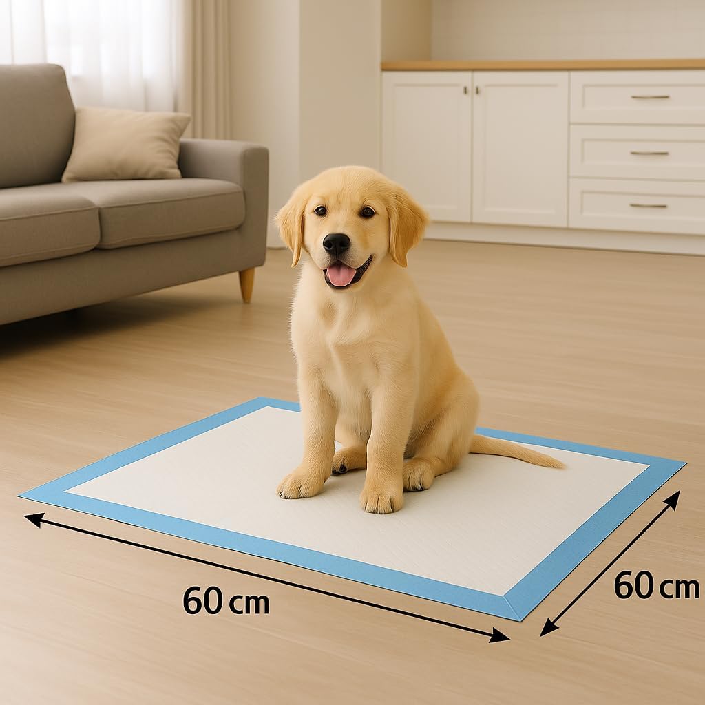 Empapadores para Perros 60x60 cm - 100 Unidades | Almohadillas de Adiestramiento Ultraabsorbentes | 5 Capas Antifugas, Secado Rápido | Ideal para Cachorros y Perros Mayores