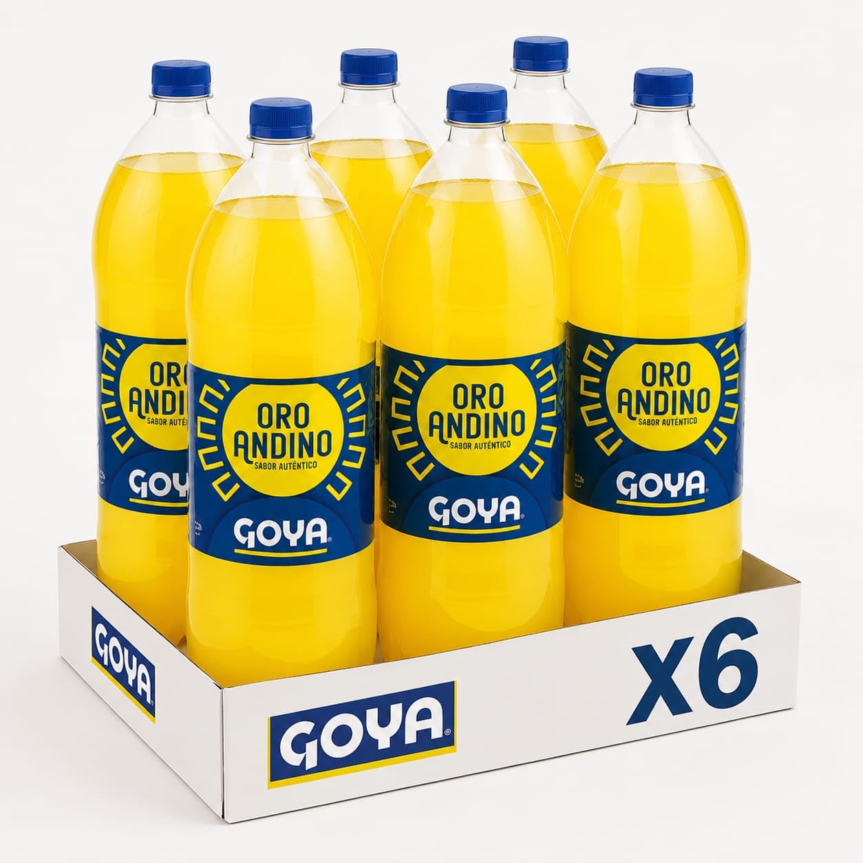 Refresco Oro Andino - Pack Ahorro de 6 Botellas de 2 Litros - Bebida Carbonatada de Sabor Dulce y Chispeante - Goya - Formato Familiar Ideal para Fiestas y Eventos - NEXU