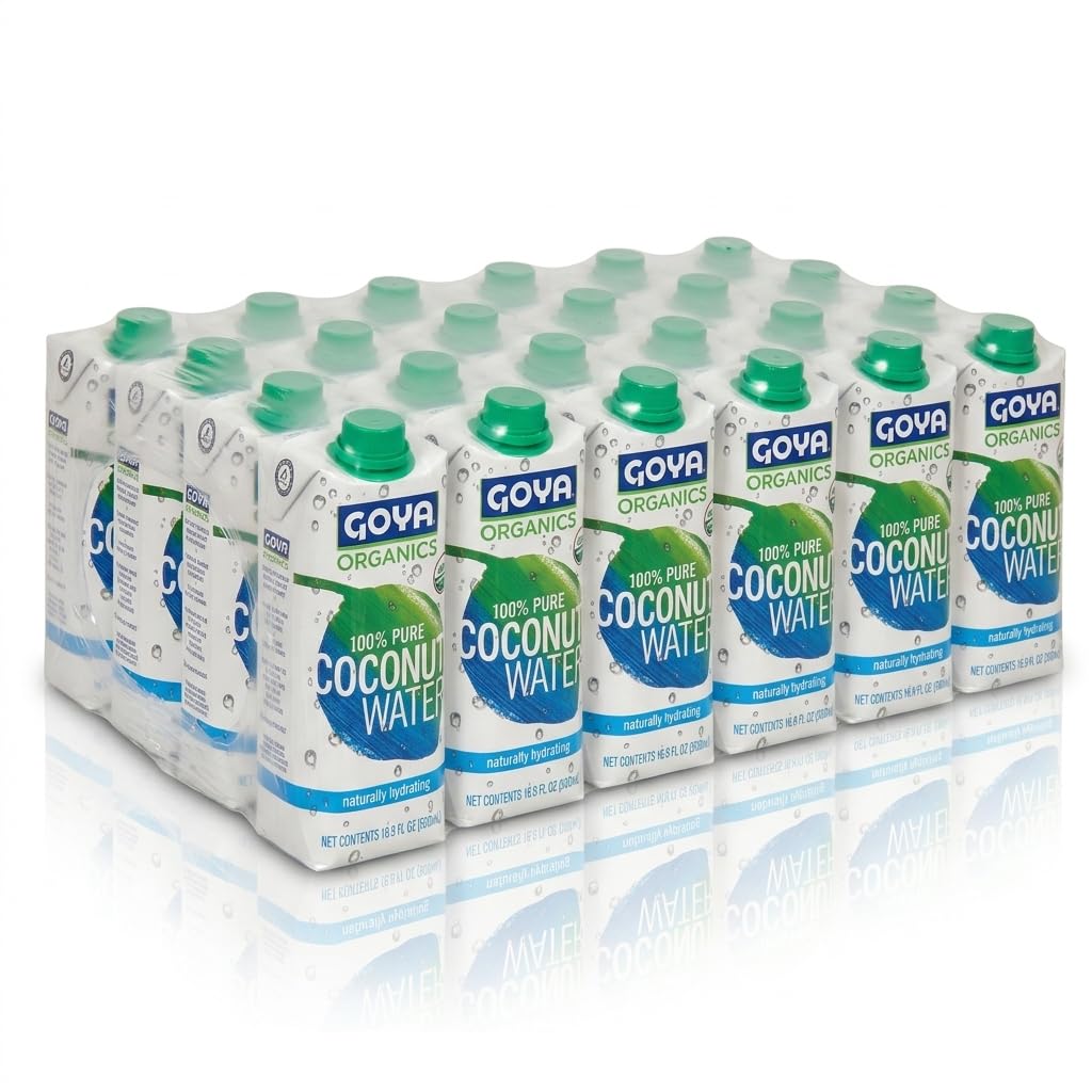 Organics Agua de Coco 100% Pura y Orgánica - Pack de 24 Unidades de 500 ml (16.9 fl oz) - Hidratación Natural con Electrolitos y Vitamina C - Goya - Sin Azúcares Añadidos ni Colesterol - NEXU