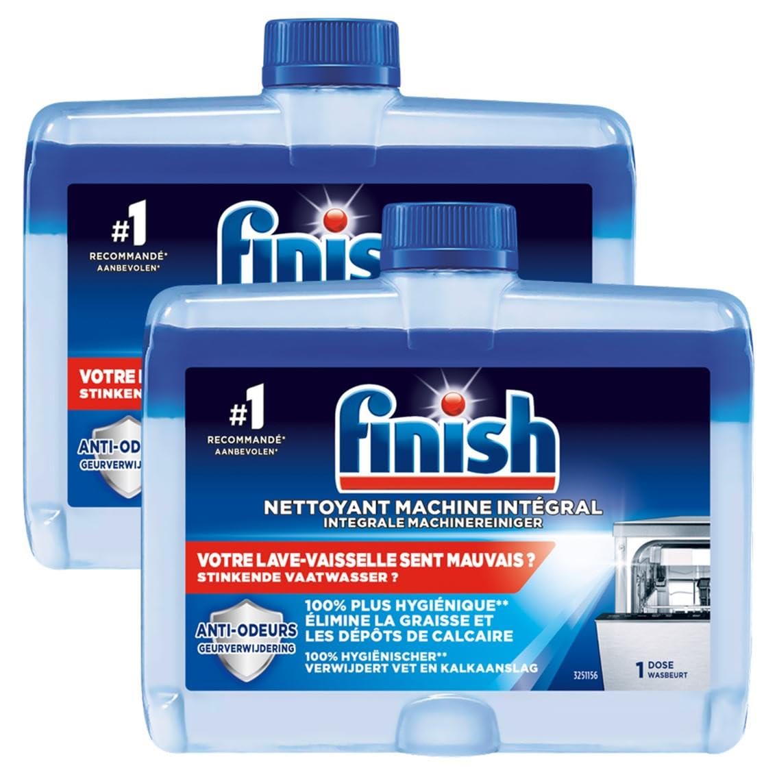 Finish - Lote de 2 limpiadores para lavadora (250 ml)
