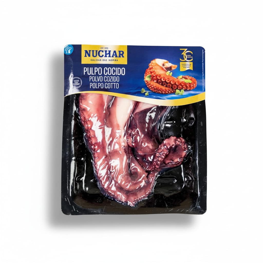 Pulpo Cocido 500g - 3 a 4 Patas de Pulpo Listo para Comer - Rico en Proteínas, Bajo en Grasas y Carbohidratos - Nuchar -Origen Atlántico FAO 34 - NEXU