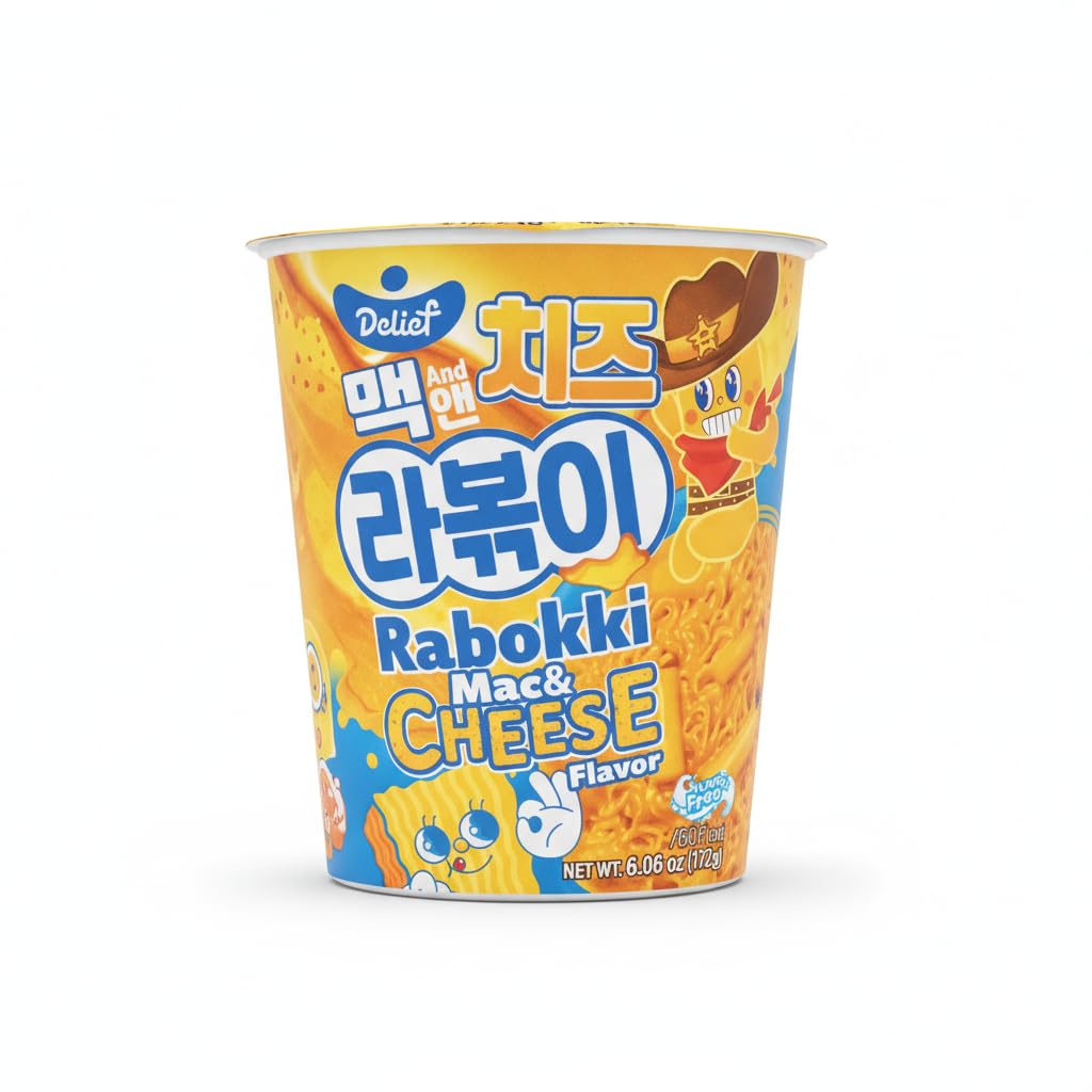 Rabokki Sabor Mac & Cheese 172g - Fideos Ramen y Pasteles de Arroz Tteokbokki Coreanos Instantáneos - Receta Fusión Cremosa y Deliciosa - Listo en 90 Segundos - NEXU