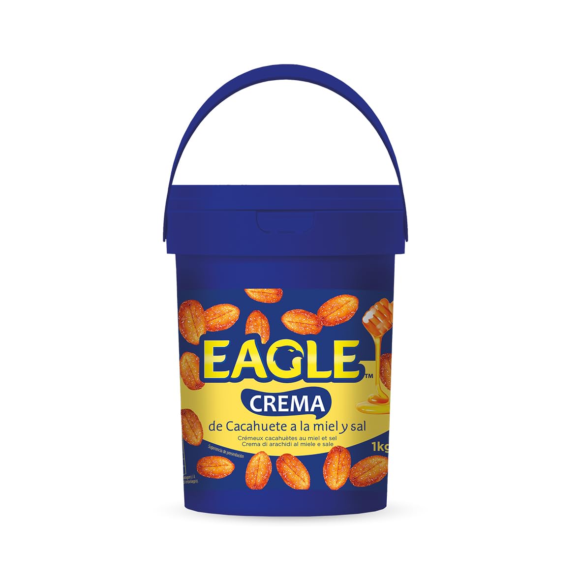 Eagle | Crema de Cacahuete Frita con Miel y Sal 1kg | Sin Gluten, Sin Lactosa, Vegetariana, Cremosa Untable, Sin Aceite de Palma, Ideal para Desayunos y Meriendas