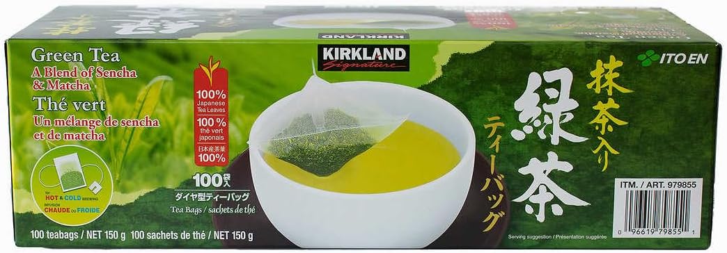 Kirkland té matcha Blend (Green Tea), 100% Japanese Green Tea Leaves, 100 Tea Bags