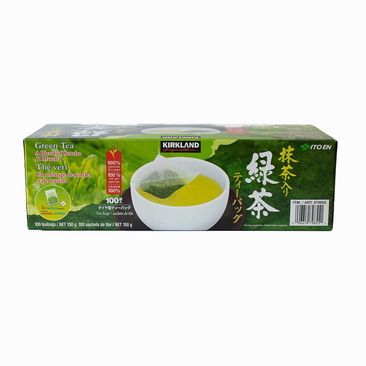 Kirkland té matcha Blend (Green Tea), 100% Japanese Green Tea Leaves, 100 Tea Bags