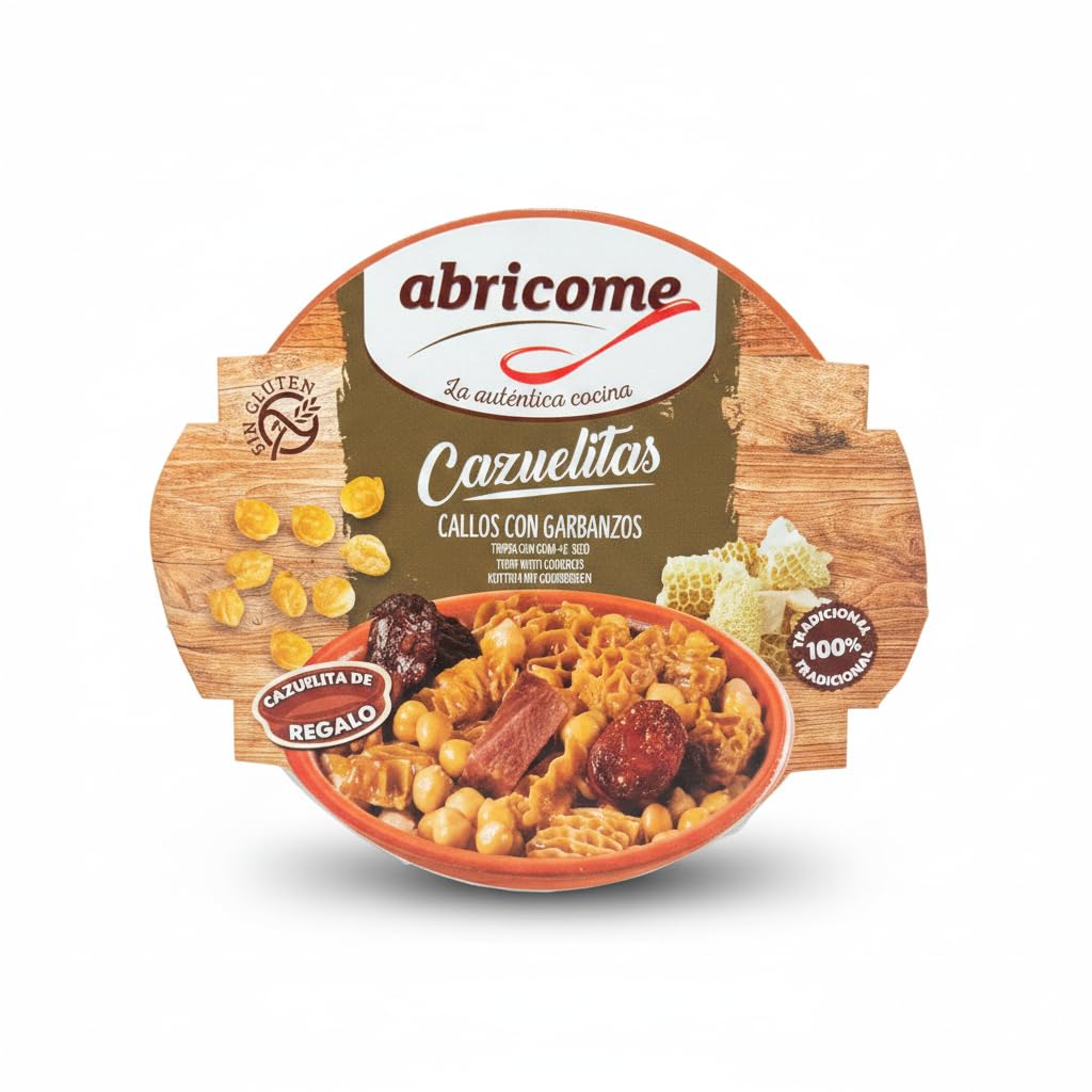 Callos con Garbanzos - Receta Tradicional Sin Gluten - Plato Preparado 415g con Cazuelita de Barro de Regalo - Comida Casera Lista en 3 Minutos - NEXU