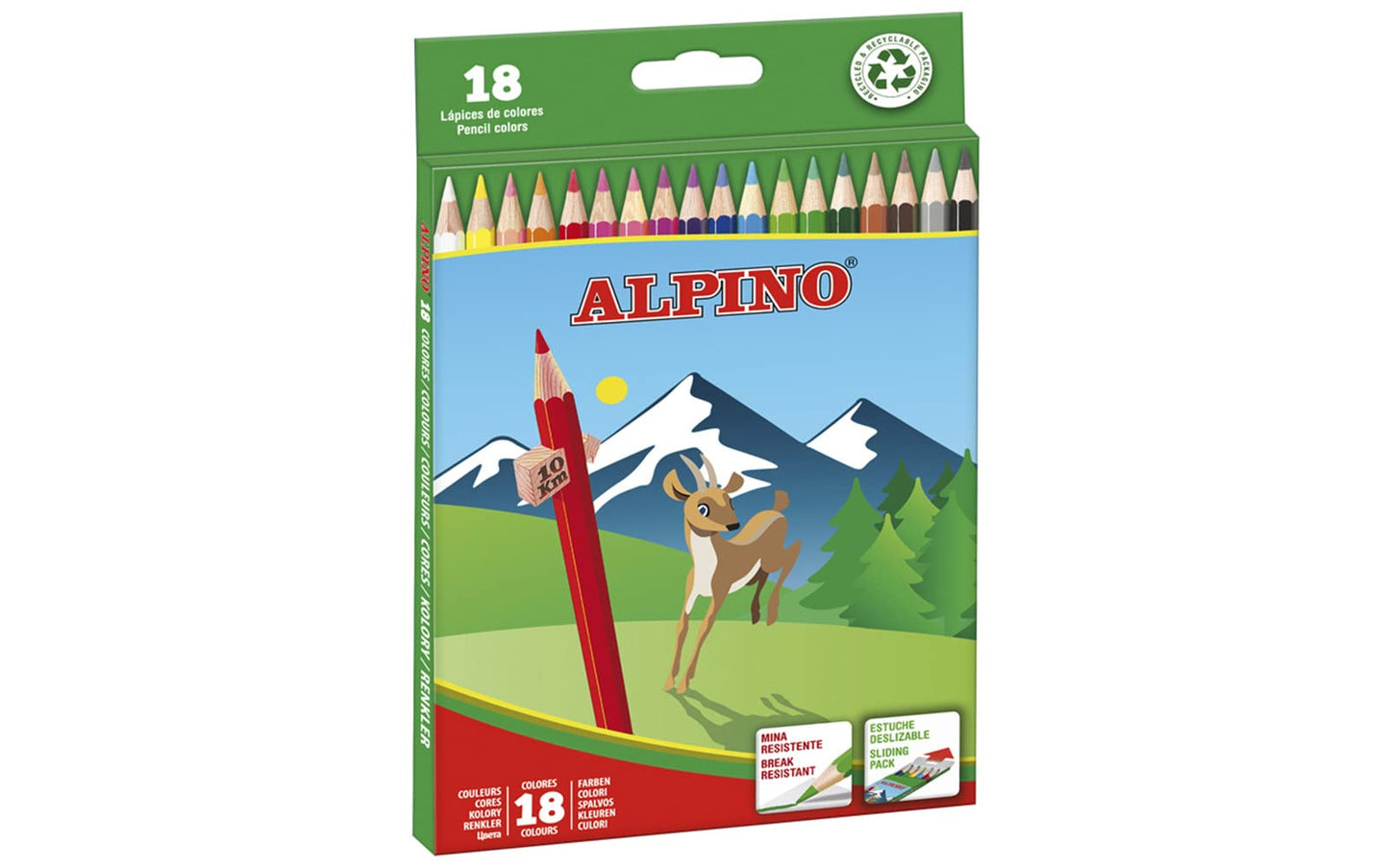 Alpino 722846 - Pack de 18 lápices, sacapuntas incluido, 3.3 mm, colores surtidos
