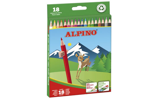 Alpino 722846 - Pack de 18 lápices, sacapuntas incluido, 3.3 mm, colores surtidos