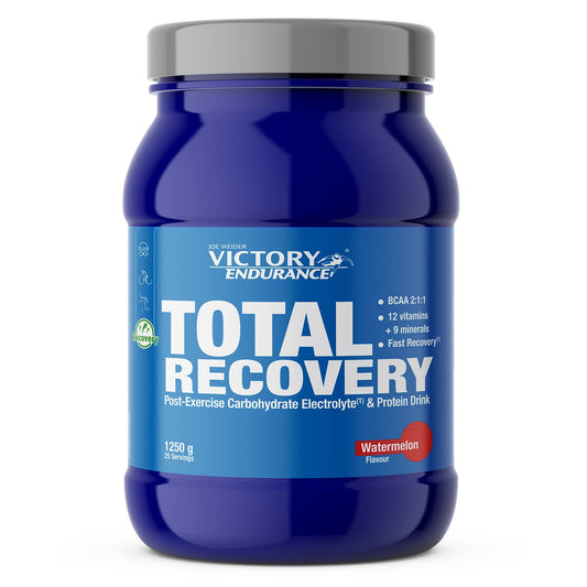 Victory Endurance Total Recovery (1250g) Sabor Sandía, Preparado Bebida Post-Entreno de Carbohidratos Electrolitos y Proteínas, Con BCAA 2:1:1, 12 Vitaminas y 9 Minerales, Recuperación Rápida