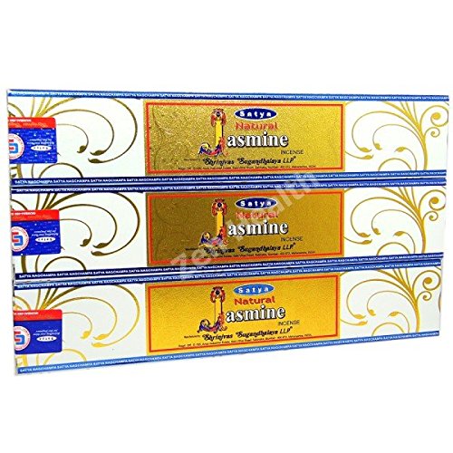 3 x Satya Natural Varillas de incienso con aroma a jazmín 15 g 3 cajas