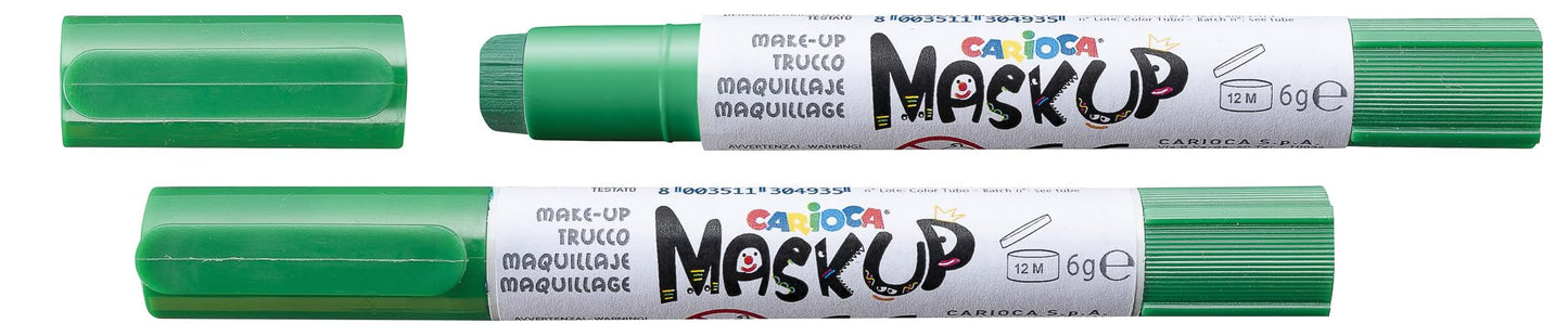 CARIOCA Mask Up Calabaza, Kit de Pintura Facial para Niñas, Barras de Maquillaje Ideal para Navidad, Halloween, Carnaval y Fiestas - 3 Colores y 2 Tutoriales - Dermatológicamente Testado