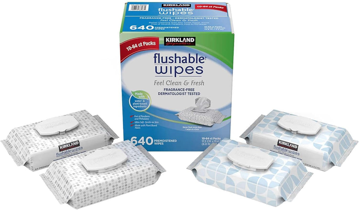 Kirkland Signature Toallitas desechables prehumedecidas, sin fragancia, 640 unidades