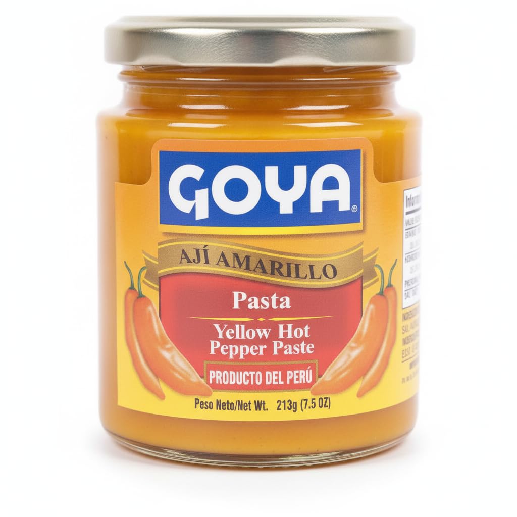 Pasta de Ají Amarillo - Pasta de Chile Amarillo Picante para Cocina Tradicional Peruana - Causa Limeña y Ají de Gallina - GOYA - Tarro de Cristal, 213g (7.5 oz) - NEXU