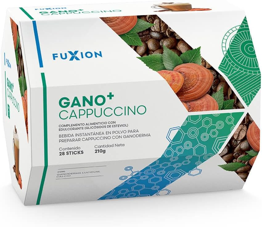 FUXION - GANO+ Cappuccino con Ganoderma Lucidum | Café Soluble Antioxidante | Bebida Cremosa con Micronutrientes para Defensas | Bienestar Diario | Fácil Preparación | 1 CAJA CON 28 STICK
