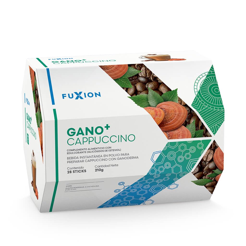 FUXION - GANO+ Cappuccino con Ganoderma Lucidum | Café Soluble Antioxidante | Bebida Cremosa con Micronutrientes para Defensas | Bienestar Diario | Fácil Preparación | 1 CAJA CON 28 STICK