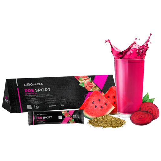 PRE SPORT – Té bebida Energizante e Isotónico Natural para Antes del Entrenamiento | Con Aminoácidos, Yerba Mate, Betarraga y Sandía | 1 CAJA CON 28 Sobres Bebida Instantánea | Sabor Refrescante