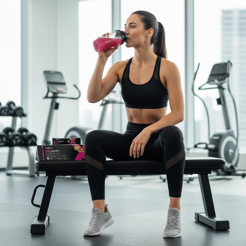 FUXION - PRE SPORT – Té bebida Energizante e Isotónico Natural para Antes del Entrenamiento | Con Aminoácidos, Yerba Mate, Betarraga y Sandía | 1 CAJA CON 28 STICK | Sabor Refrescante