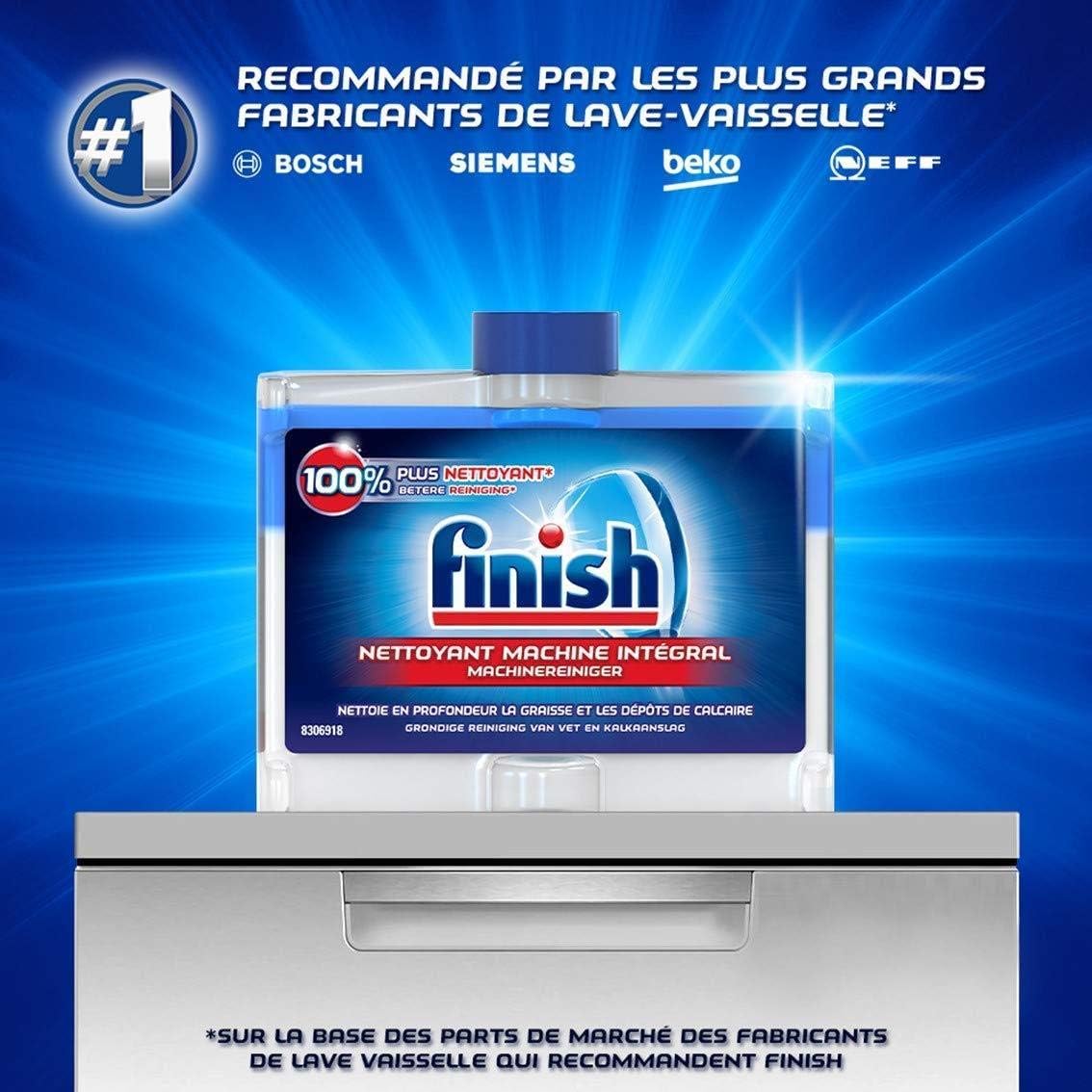 Finish - Lote de 2 limpiadores para lavadora (250 ml)
