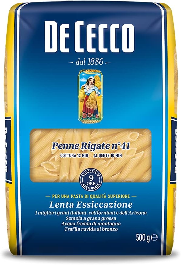 De Cecco Plumas rayadas - 1 paquete de 1000 g - [paquete de 6]