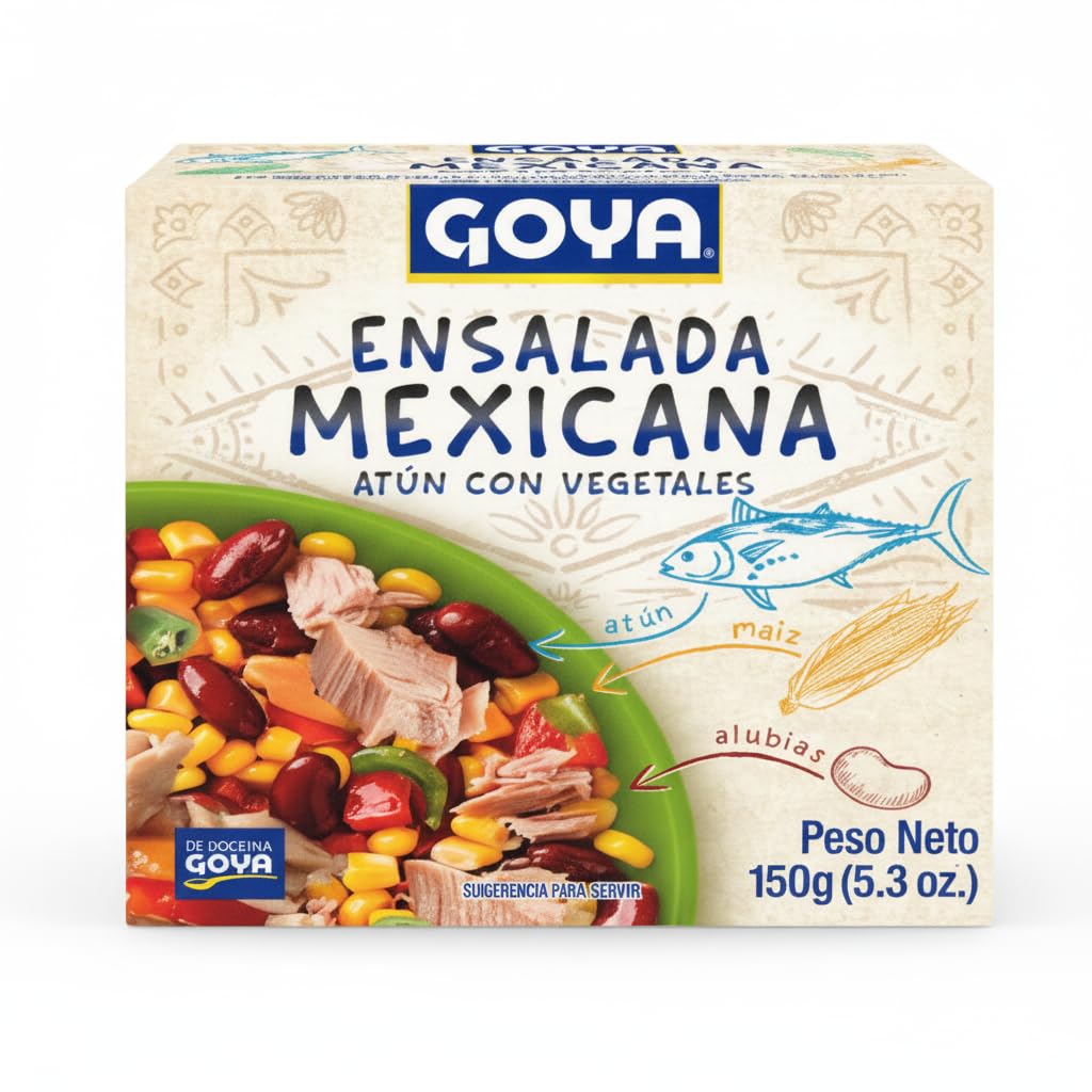 Ensalada Mexicana de Atún con Vegetales, Maíz y Alubias - Plato Preparado Listo para Comer, 150g - Snack Saludable y Nutritivo - NEXU
