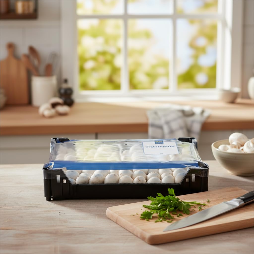 Champiñones Frescos Enteros, Caja de 2,5 kg - Champiñones de Carne Firme y Tamaño Homogéneo - Ideales para Rellenar, Saltear y Guarniciones - METRO - Formato Ahorro Hostelería -NEXU