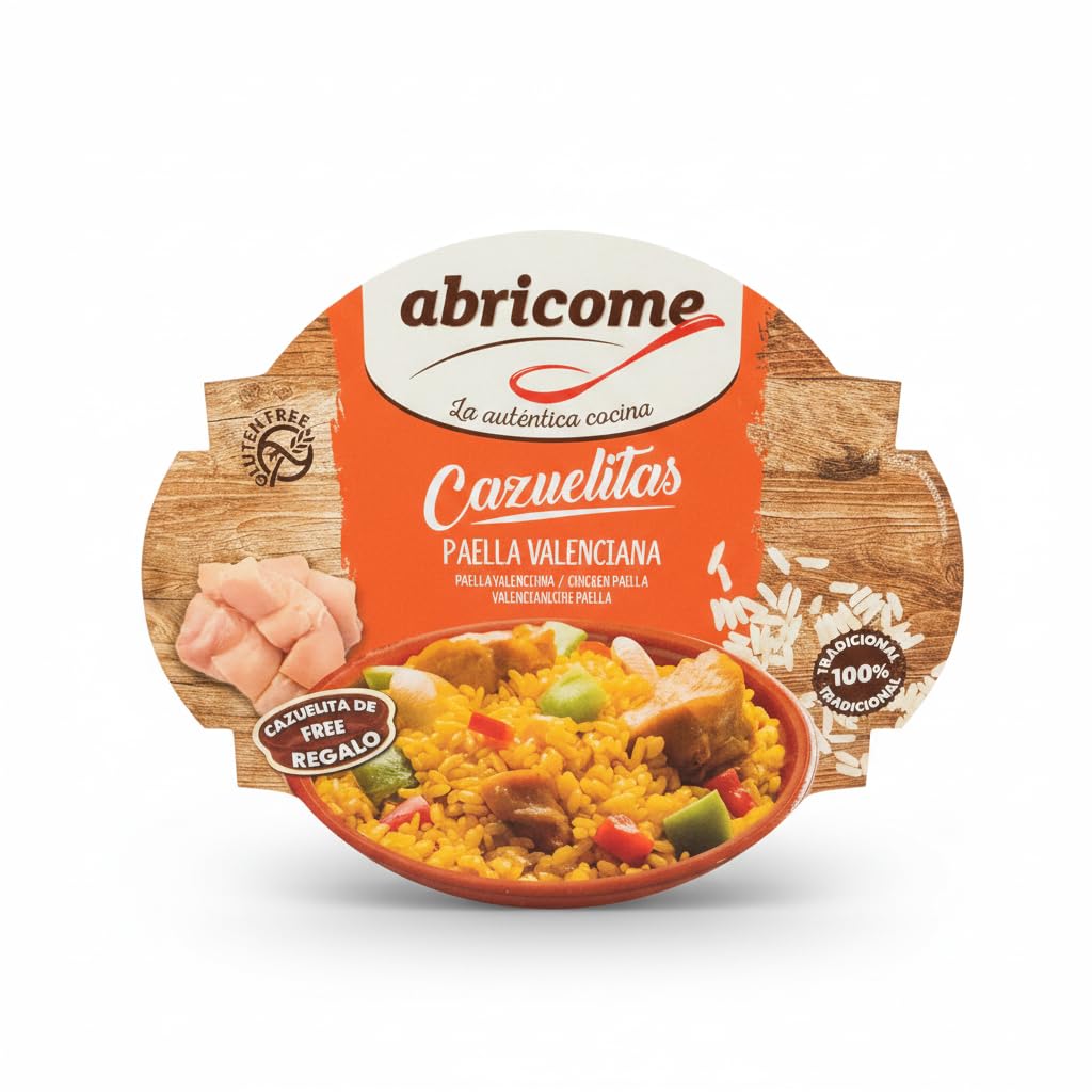 Paella Valenciana - Plato Preparado de Receta Tradicional con Pollo y Arroz - Comida Lista en 3 Minutos Sin Gluten - Pack de 380g con Cazuelita de Regalo - NEXU